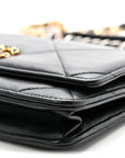Lambskin Quilted CHNL 19 Wallet On Chain WOC Black