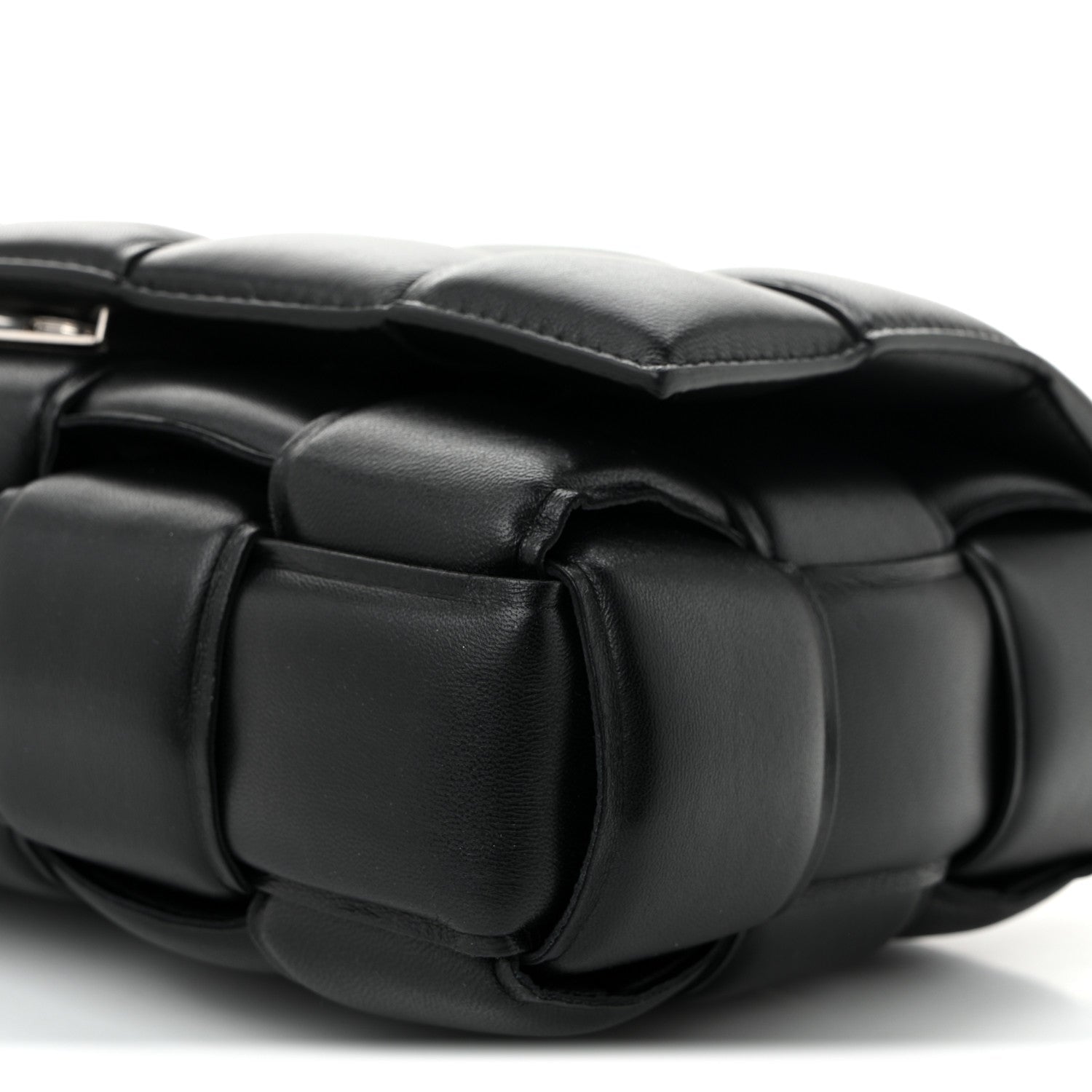 Lambskin Maxi Intreccio Padded Chain Cassette Crossbody Bag Black