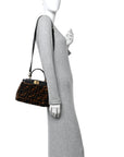 Shearling Nappa Macro FF 1974 Mini Peekaboo Iconic Satchel Tobacco Black