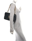 Lambskin Chevron Quilted Medium Loulou Black