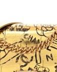 Metallic Calfskin Crocodile Embossed Graffiti Medium Cocodile Boy Flap Gold