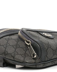 GG Supreme Monogram Textured Dollar Calfskin Ophidia Belt Bag Grey Black Graphite Grey