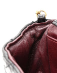Glazed Calfskin Quilted Reissue Double Flap Clutch Black