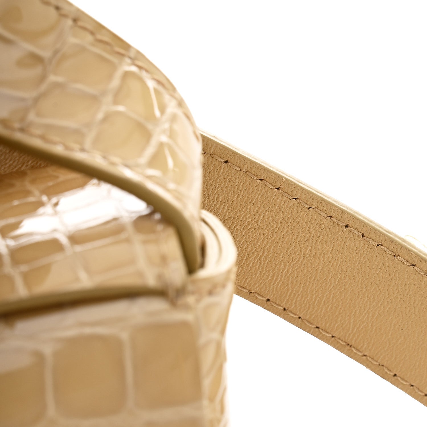 Gloss Calfskin Croc Embossed Intreccio Cassette Crossbody Bag Praline