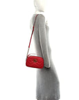 Calfskin Matelasse Small GG Marmont Chain Shoulder Bag Hibiscus Red