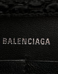 Shiny Calfskin Monochrome Crocodile Embossed Hourglass Chain Bag Black