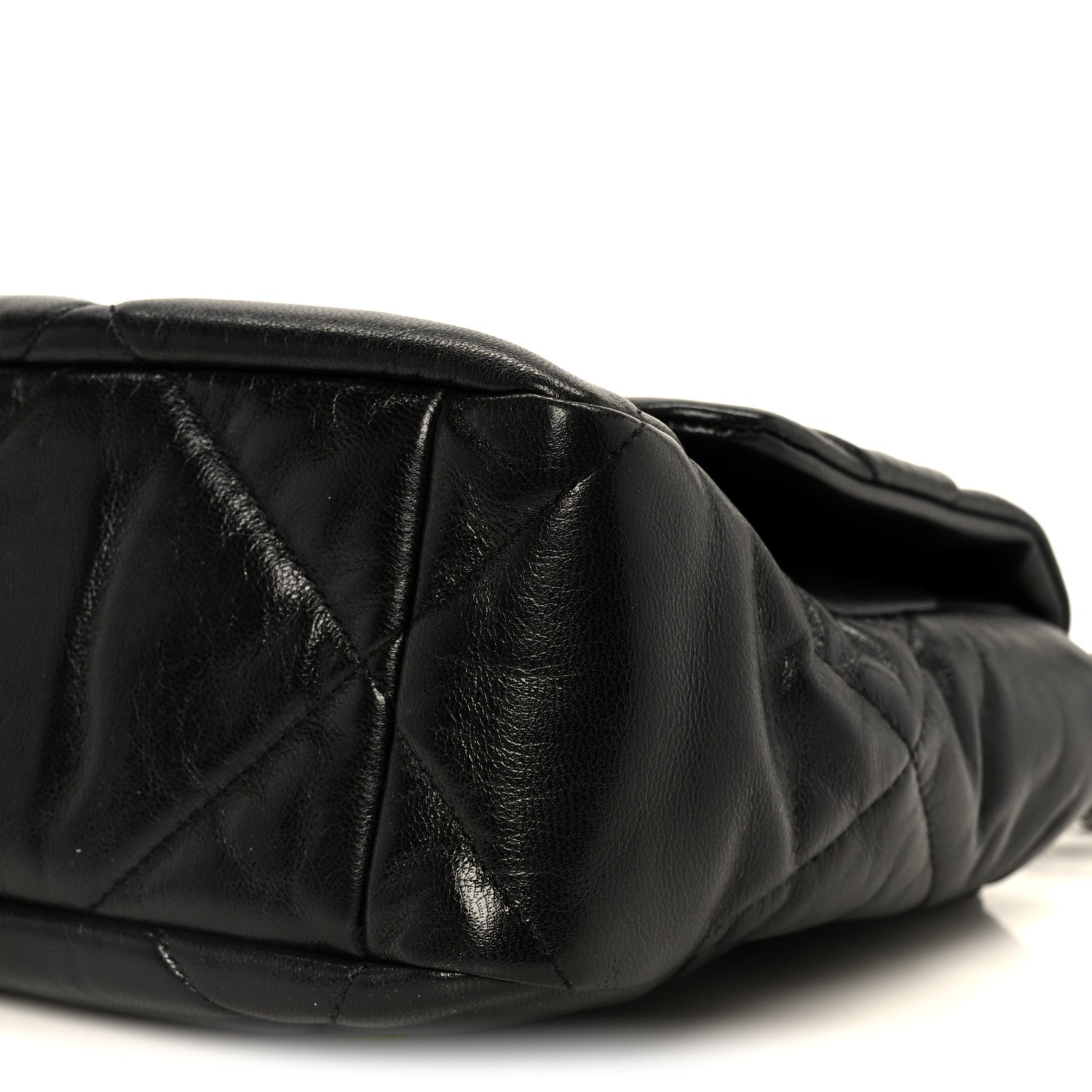 Goatskin Quilted Large CHNL 19 Flap Black