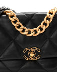 Goatskin Quilted Large CHNL 19 Flap Black