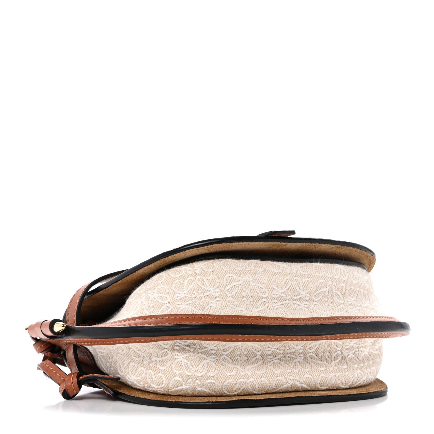 Calfskin Canvas Anagram Mini Gate Dual Bag Ecru Tan