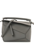 Soft Grained Calfskin Mini Puzzle Edge Bag Gunmetal