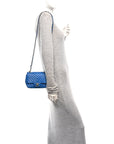 Lambskin Chevron Quilted Mini Square Flap Blue