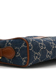 New Denim GG Monogram Dollar Calfskin Mini Ophidia Shoulder Bag Blue Tea Cuir Epilog