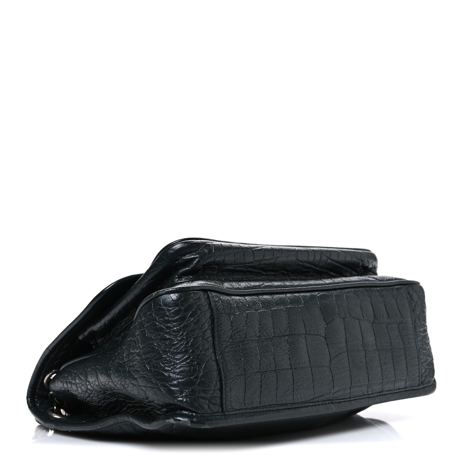 Crocodile Embossed Calfskin Monogram Medium Niki Chain Satchel Algea