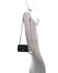 Lambskin Quilted Mini Rectangular Flap Black