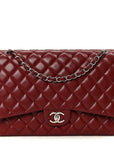 Caviar Quilted Maxi Double Flap Dark Red