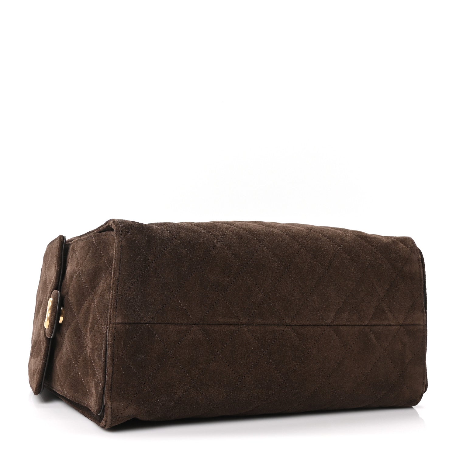 Suede Quilted Medium CHNL 25 Handbag Dark Brown
