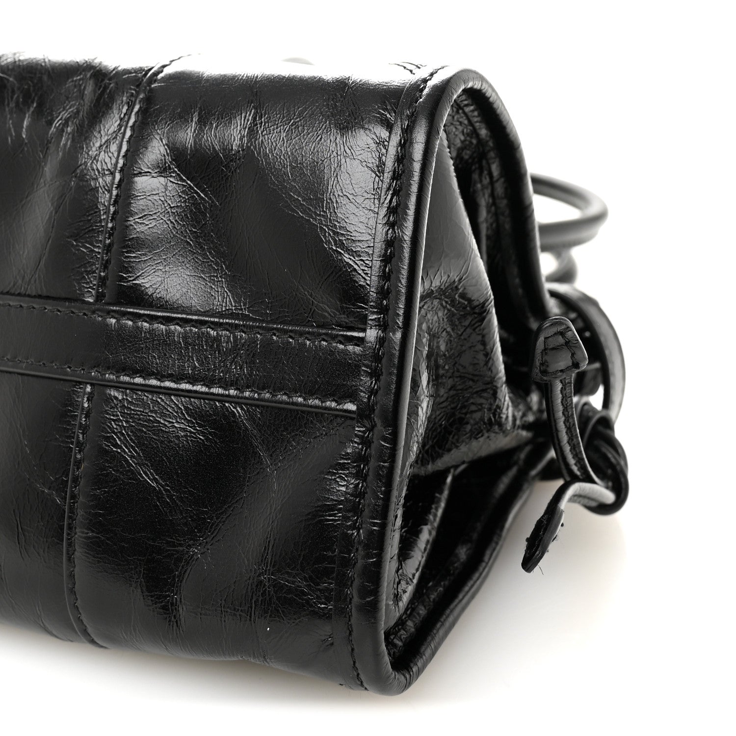 Glossy Calfskin Triangle Medium Bonnie Shoulder Bag Black