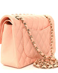 Lambskin Quilted Small Double Flap Light Orange