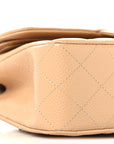 Caviar Quilted Small Double Flap Beige