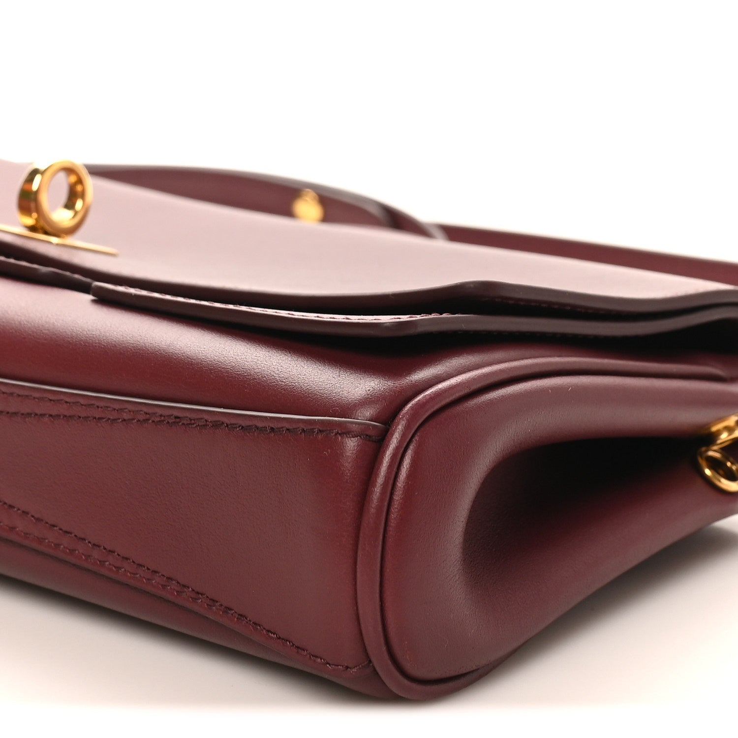 Smooth Calfskin Small Bel Air Clutch On Strap Dark Burgundy
