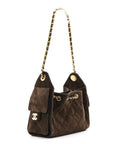 Suede Quilted Mini CHNL 25 Handbag Dark Brown