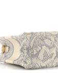 Canvas Embroidered Toile De Jouy Reverse Mini Book Tote With Strap Grey