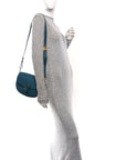 Grained Calfskin Medium Bobby Flap Steel Blue