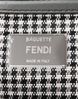 Wool Vitello King Houndstooth FF Embroidered Baguette Grigio Anthracite