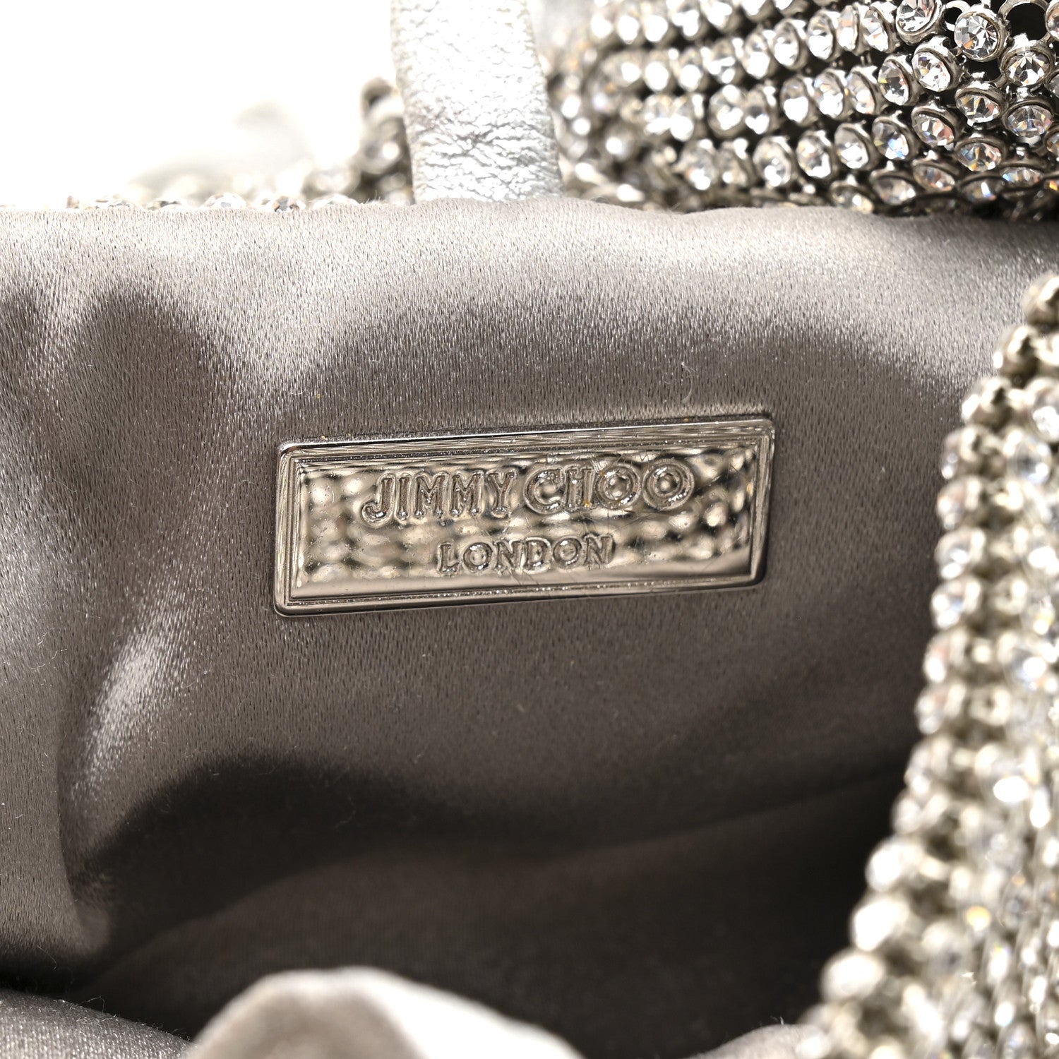 Satin Crystal Embellished Bonny Shoulder Bag Silver