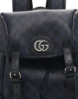 GG Supreme Monogram Textured Dollar Calfskin Medium Ophidia Double Buckle Backpack Blue Dark Blue Black