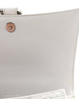 Calfskin Crocodile Embossed Small Hourglass Top Handle Bag White