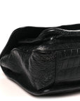 Crocodile Embossed Lambskin Monogram Medium Niki Chain Satchel Black