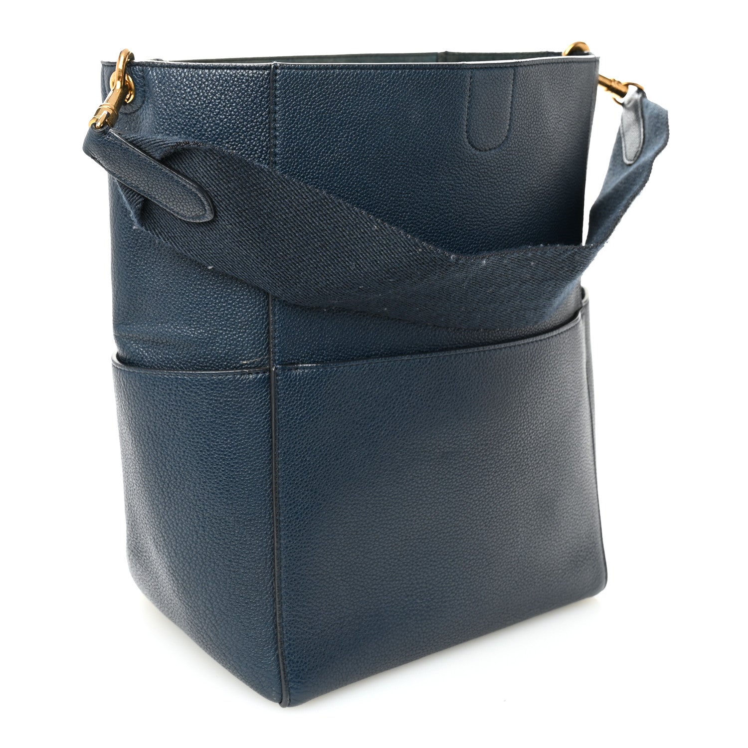 Goatskin Sangle Bucket Bag Blue