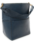 Goatskin Sangle Bucket Bag Blue