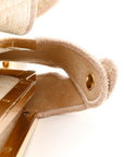 Chenille Suede Metal FF Small Peekaboo I SEE U Satchel Beige White