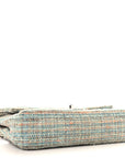 Tweed Quilted Medium Double Flap Blue Multicolor