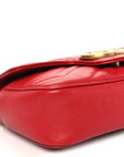 Calfskin Matelasse Super Mini GG Marmont Shoulder Bag Hibiscus Red