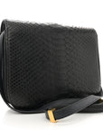Snakeskin Medium Classic Box Flap Bag Black