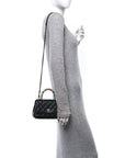 Goatskin Quilted Rainbow Extra Mini Coco Handle Flap Black