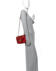 Calfskin Matelasse Small GG Marmont Shoulder Bag Hibiscus Red