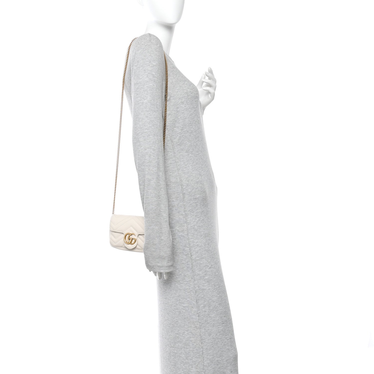 Calfskin Matelasse Super Mini GG Marmont Shoulder Bag White