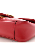 Calfskin Matelasse Mini GG Marmont Shoulder Bag Hibiscus Red