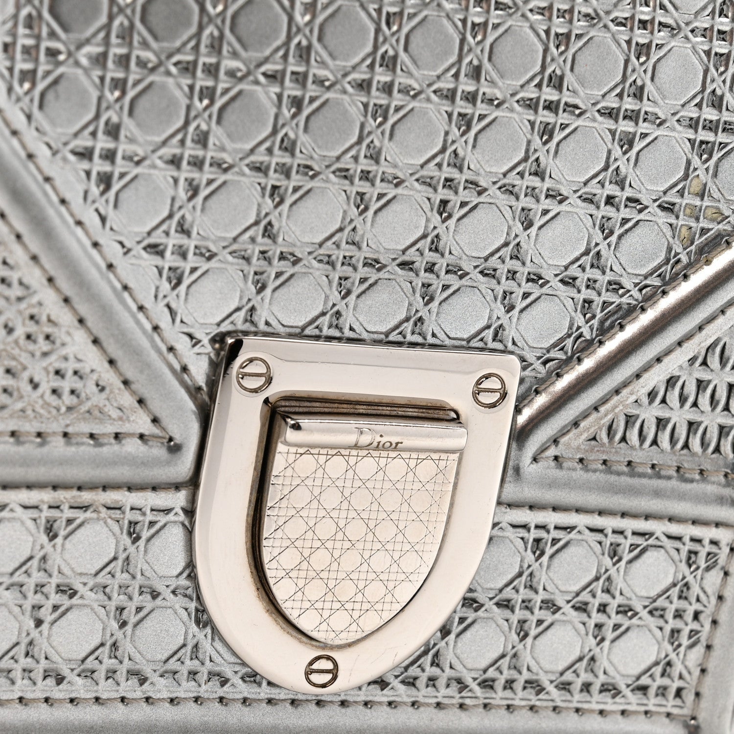 Metallic Patent Micro-Cannage Baby D1ORama Flap Bag Silver