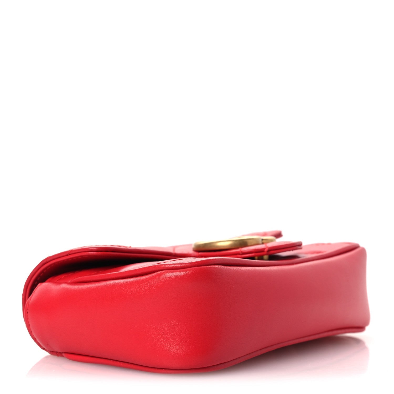 Calfskin Matelasse Super Mini GG Marmont Shoulder Bag Hibiscus Red