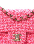Wool Tweed Quilted Mini Rectangular Flap Dark Pink Fuchsia