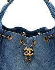 Washed Denim Quilted Small CHNL 25 Handbag Blue
