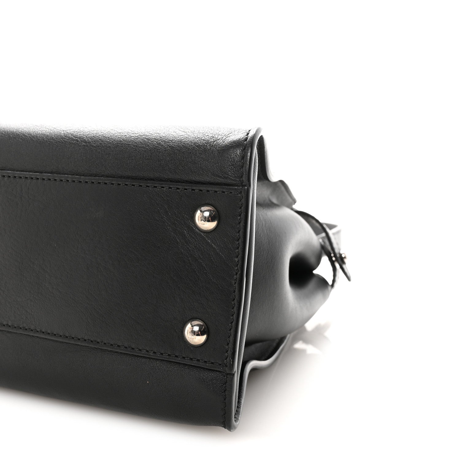 Vitello Dolce Shiny Nappa Plexglass Granite Medium Peekaboo Iconic Satchel Black