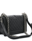 Caviar Quilted Medium Boy Flap Dark Grey