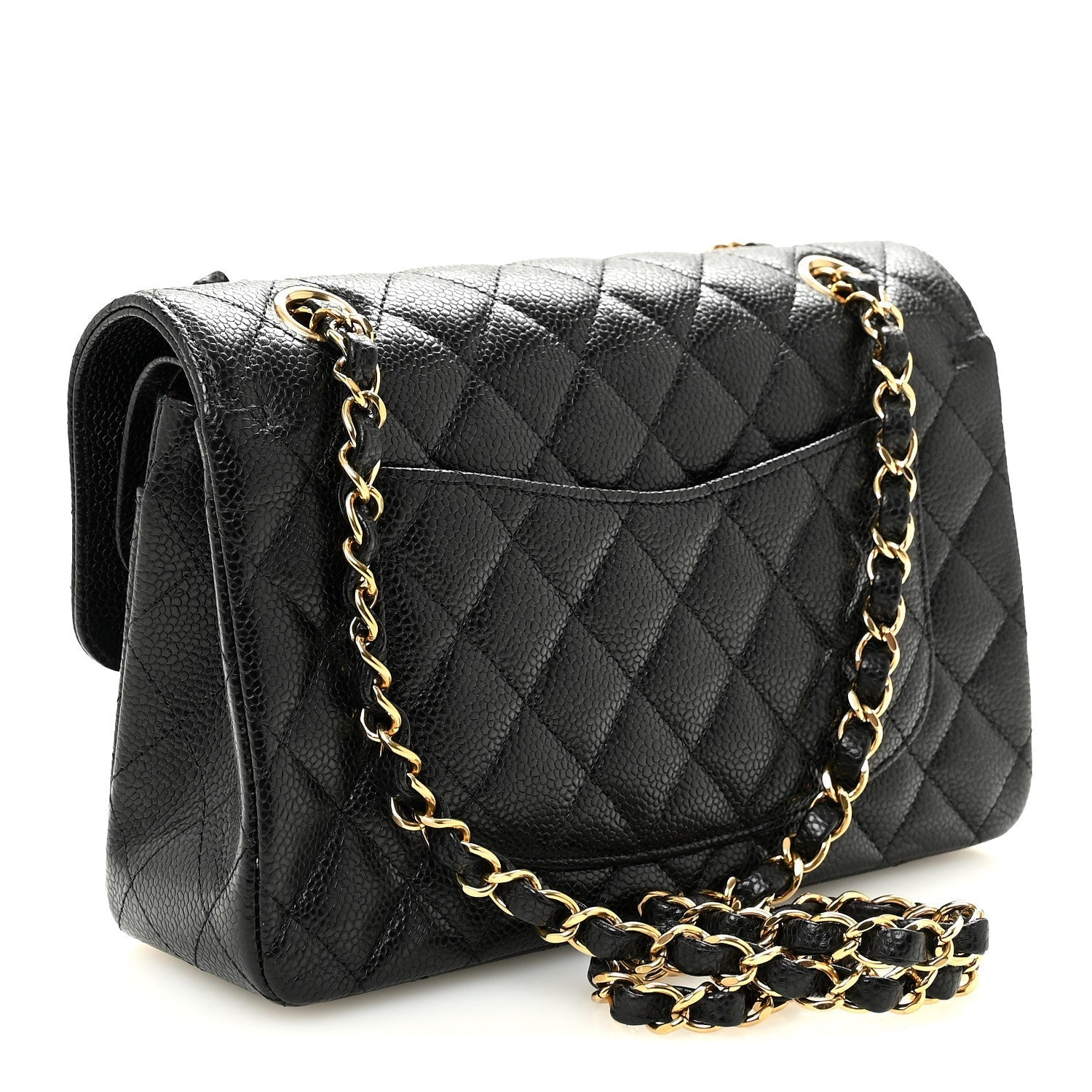 Caviar Quilted Small Double Flap Black