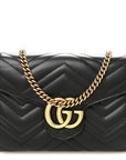 Calfskin Matelasse GG Marmont Chain Wallet Black